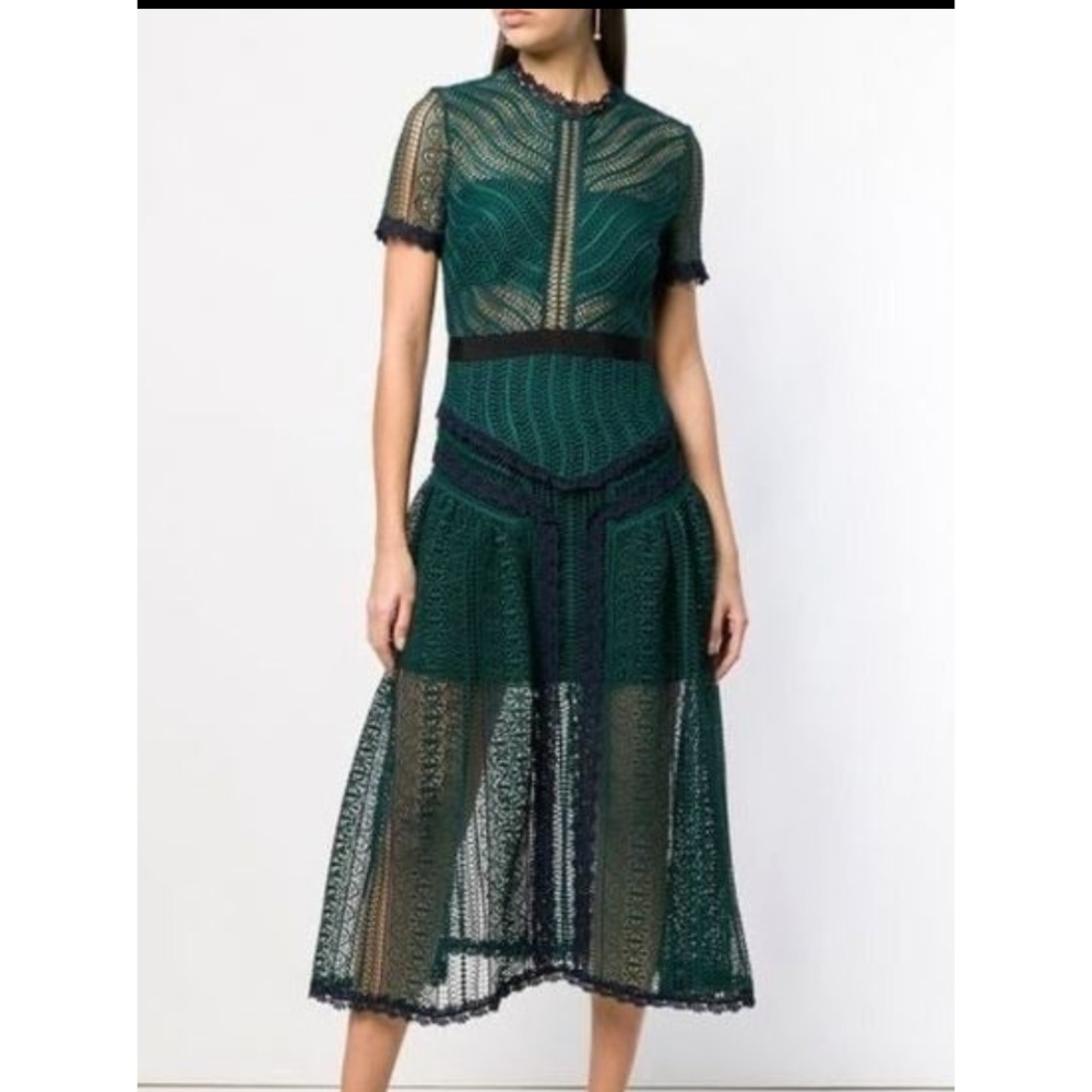Self portrait dress midi green size 6 US